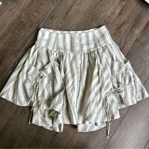 Free people layer striped skirt with pockets and bows